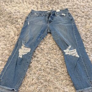 Good American Good Girlfriend Distressed Blue Flare Jeans